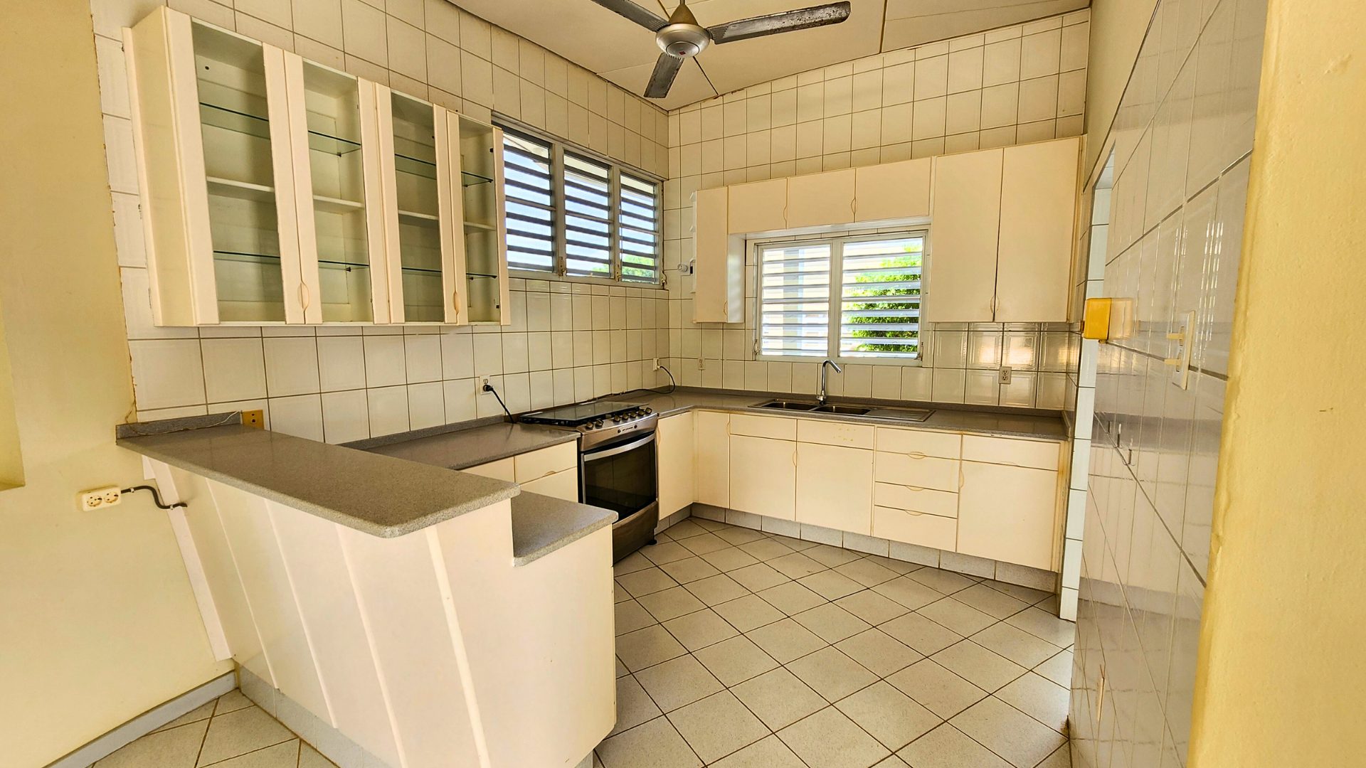 spacious kitchen at architectural gem in Jan Thiel