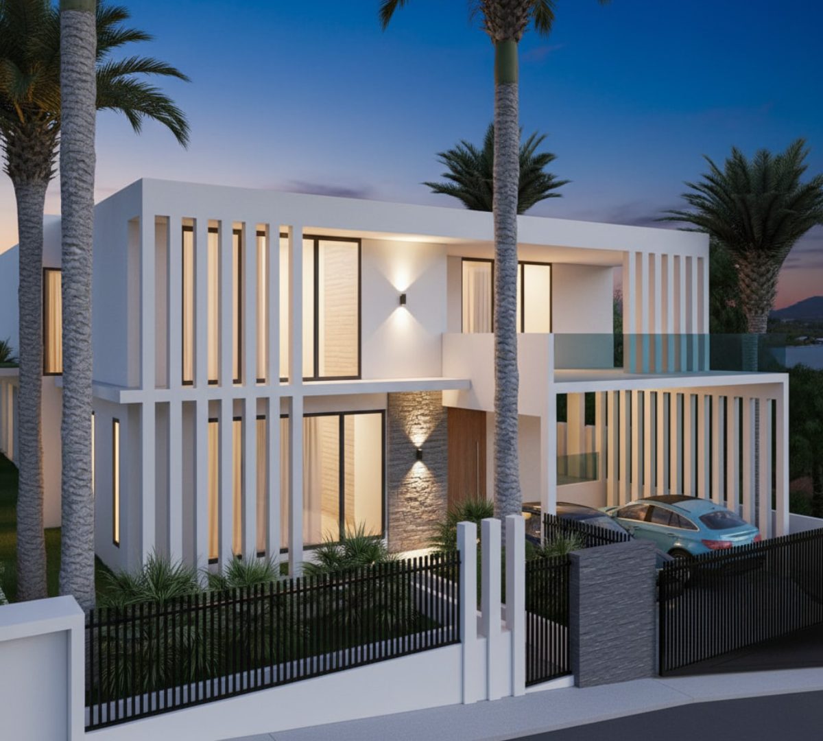 dual pool villa for sale in cura&ccedil;ao real estate in upscale area modern two-story villa with clean lines and private parking