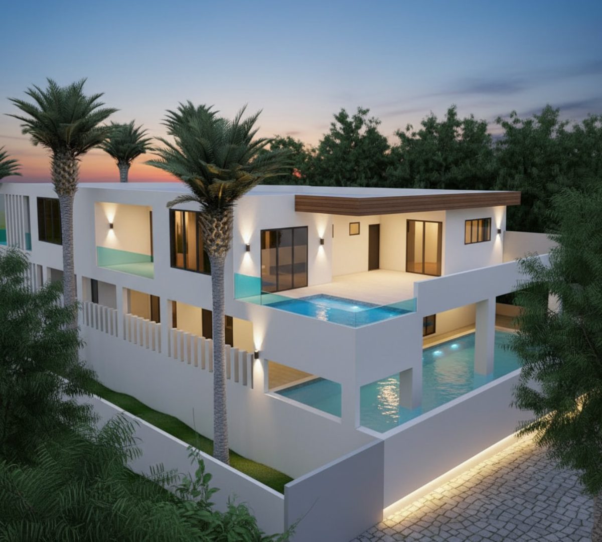 dual pool villa for sale in cura&ccedil;ao real estate in upscale area luxury villa with dual swimming pools and elevated outdoor terraces