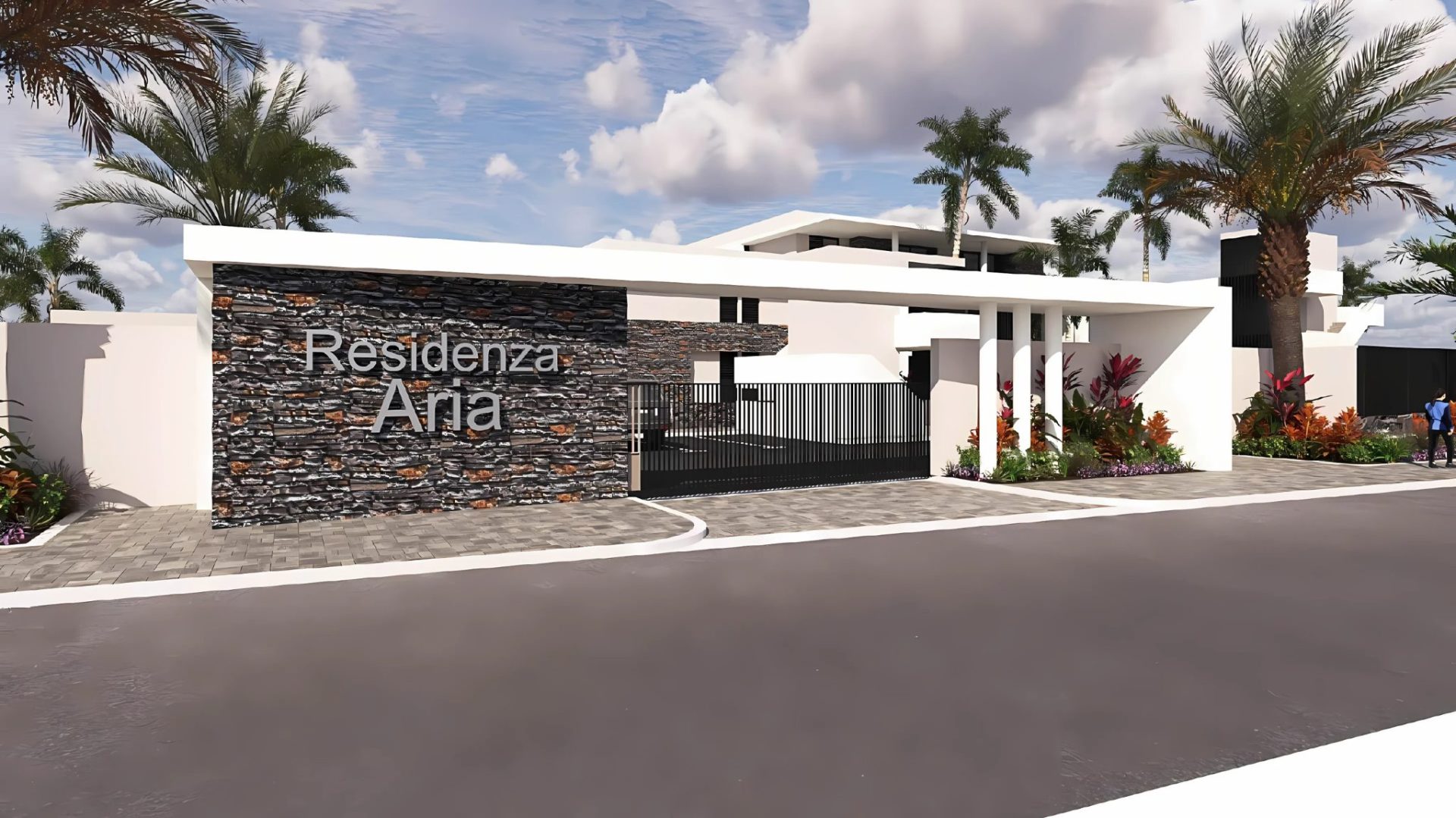 Entrance of Residenza Aria Curaçao real estate modern condo complex
