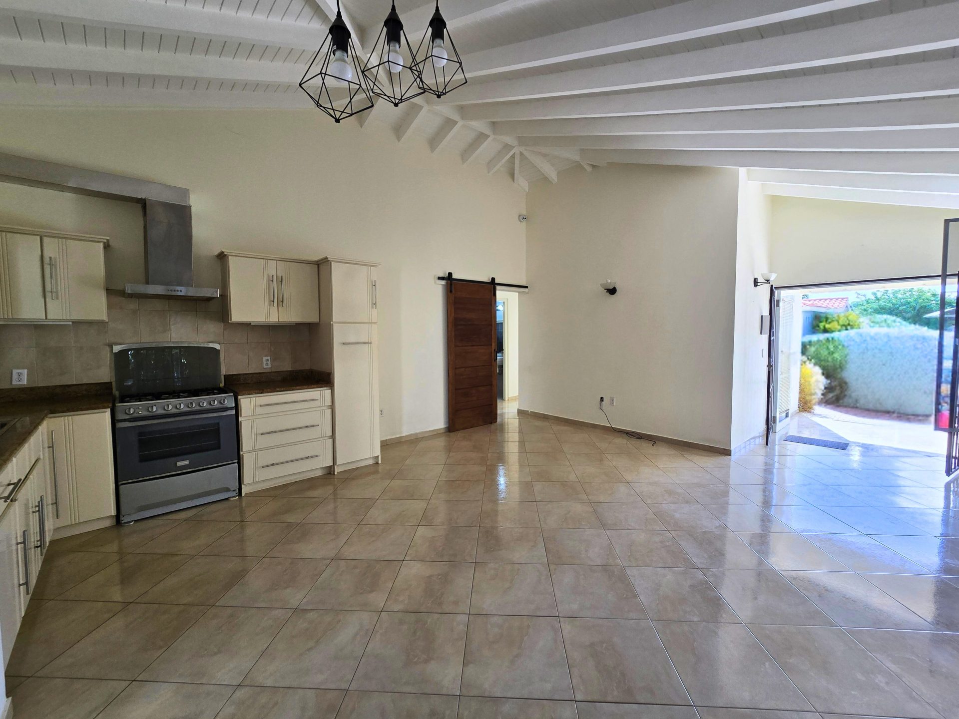 Curacao rental home open-plan kitchen living area
