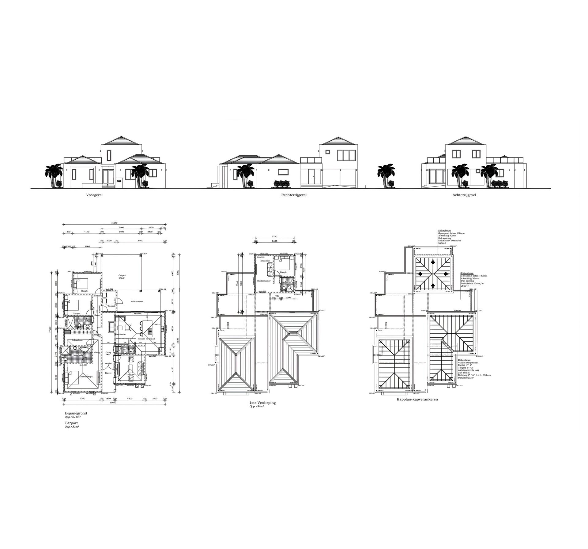 villa for sale in curaçao real estate at Harmonie architectural floor plan layout for modern villa design