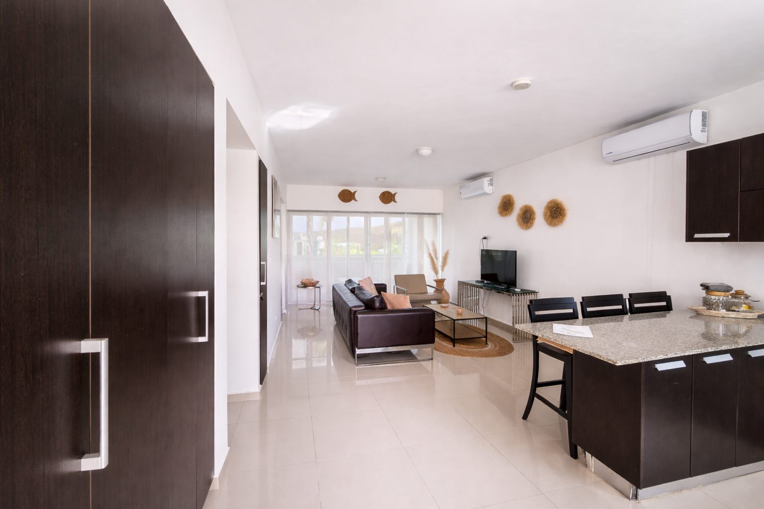 condo for sale at Piscadera Harbor Village in curaçao real estate open-plan living room and kitchen with modern finishes